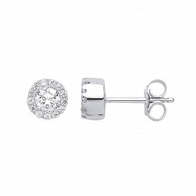 925 Sterling Silver CZ Round Fancy Stud Earrings