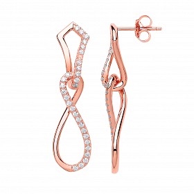 Rose Gold Plated Fancy Twist Drop Earrings
