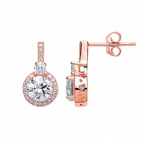 Rose Gold Plated CZ Fancy Drop Earrings