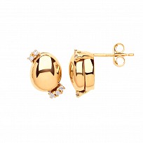 Gold Plated CZ Oval Polished Fancy Studs
