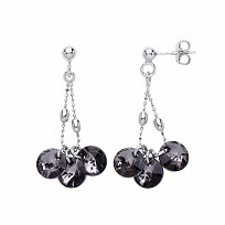 925 Sterling Silver Fancy 925 Sterling Silver Night Crystal Drop Earrings