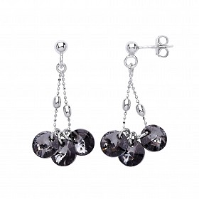 925 Sterling Silver Fancy 925 Sterling Silver Night Crystal Drop Earrings