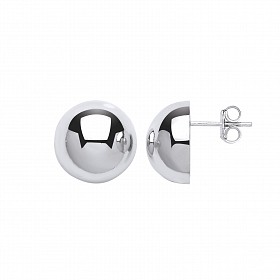 925 Sterling Silver Polished 14mm Half Ball Stud Earrings