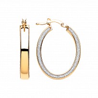 Gold Plated Fancy Oval Moon Dust Hoop Earrings