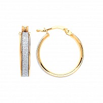 Gold Plated Moondust Round 15mm Hoop Earrings