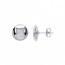 925 Sterling Silver CZ Fancy Cut Out Detail Stud Earrings