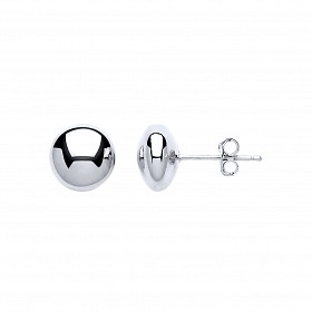 925 Sterling Silver Flat Ball Stud Earrings