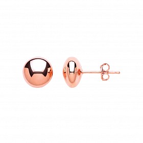 Rose Gold Plated Flat Ball Stud Earrings