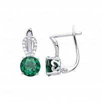 925 Sterling Silver CZ & Creative Emerald Micropavé Set Drop Earrings