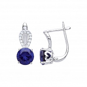 925 Sterling Silver CZ & Creative Sapphire and Micropavé Drop Earrings