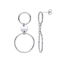 925 Sterling Silver Fancy Circle Drop Earrings