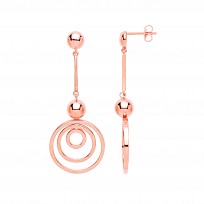 Rose Gold Plated Fancy Triple Circle Drop Earrings