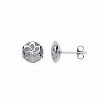 925 Sterling Silver Fancy Flower Cutout Studs