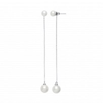 925 Sterling Silver& Pearl Chain Drop Earrings