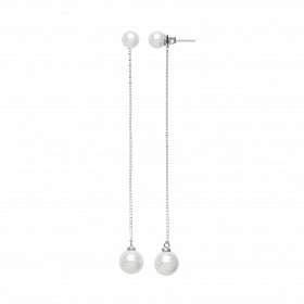 925 Sterling Silver& Pearl Chain Drop Earrings