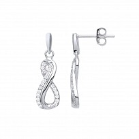 925 Sterling Silver CZ Fancy Twist Drop Earrings