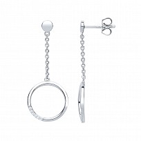 925 Sterling Silver Chain & CZ Circle Drop Earrings