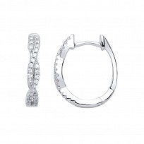 925 Sterling Silver CZ Fancy Intwined Hoop Earrings