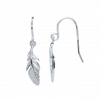 925 Sterling Silver Fancy Leaf Drop Earrings