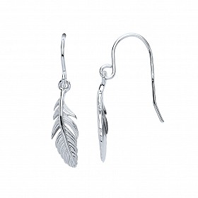 925 Sterling Silver Fancy Leaf Drop Earrings