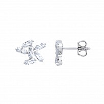 925 Sterling Silver CZ Fancy Stud Earrings