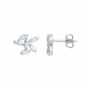 925 Sterling Silver CZ Fancy Stud Earrings