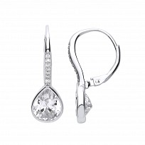 925 Sterling Silver CZ Fancy Tear Drop Earrings