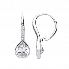 925 Sterling Silver CZ Fancy Tear Drop Earrings