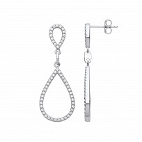925 Sterling Silver CZ Pear Shape Fancy Drop Earrings