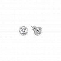 925 Sterling Silver CZ Fancy Round Stud Earrings