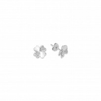 925 Sterling Silver CZ Fancy Heart Flower Stud Earrings