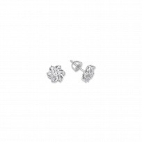 925 Sterling Silver CZ Fancy Flower Stud Earrings