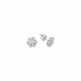 925 Sterling Silver CZ Fancy Flower Stud Earrings