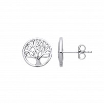 925 Sterling Silver Tree Of Life Stud Earrings