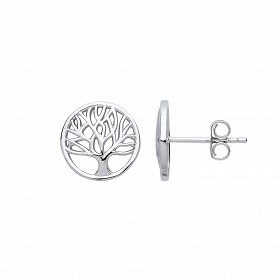 925 Sterling Silver Tree Of Life Stud Earrings