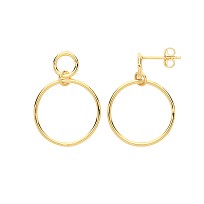 Gold Plated Circle Drop Earrings