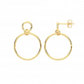 Gold Plated Circle Drop Earrings