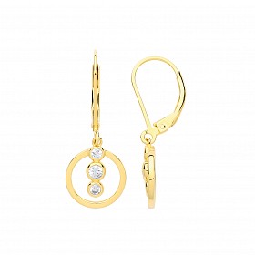 Gold Plated CZ Fancy Drop Earrings