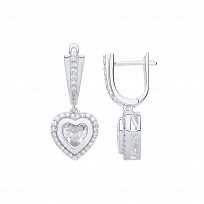 Gold Plated CZ Heart Fancy Drop Earrings