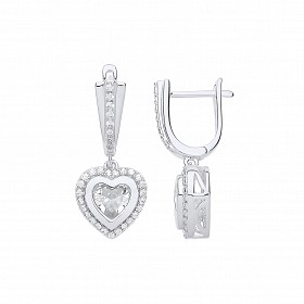 Gold Plated CZ Heart Fancy Drop Earrings