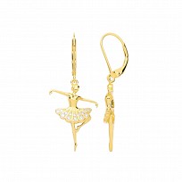 Gold Plated CZ Ballerina Fancy Drop Earrings