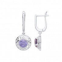 Gold Plated CZ & Tanzanite Fancy Drop Earrings