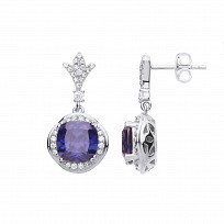 Gold Plated CZ & Tanzanite Fancy Drop Earrings