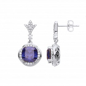Gold Plated CZ & Tanzanite Fancy Drop Earrings