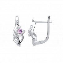 Rose Gold Plated CZ & Amethyst Flower Fancy Earrings