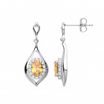925 Sterling Silver CZ & Citrine Fancy Drop Earrings