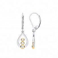 925 Sterling Silver & Gold Plated CZ Fancy Drop Earrings
