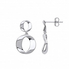 925 Sterling Silver Twist Circle Drop Earrings