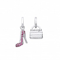 925 Sterling Silver CZ & Ruby Handbag & Heel Drop Earrings