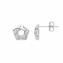 925 Sterling Silver CZ Cutout Flower Stud Earrings
